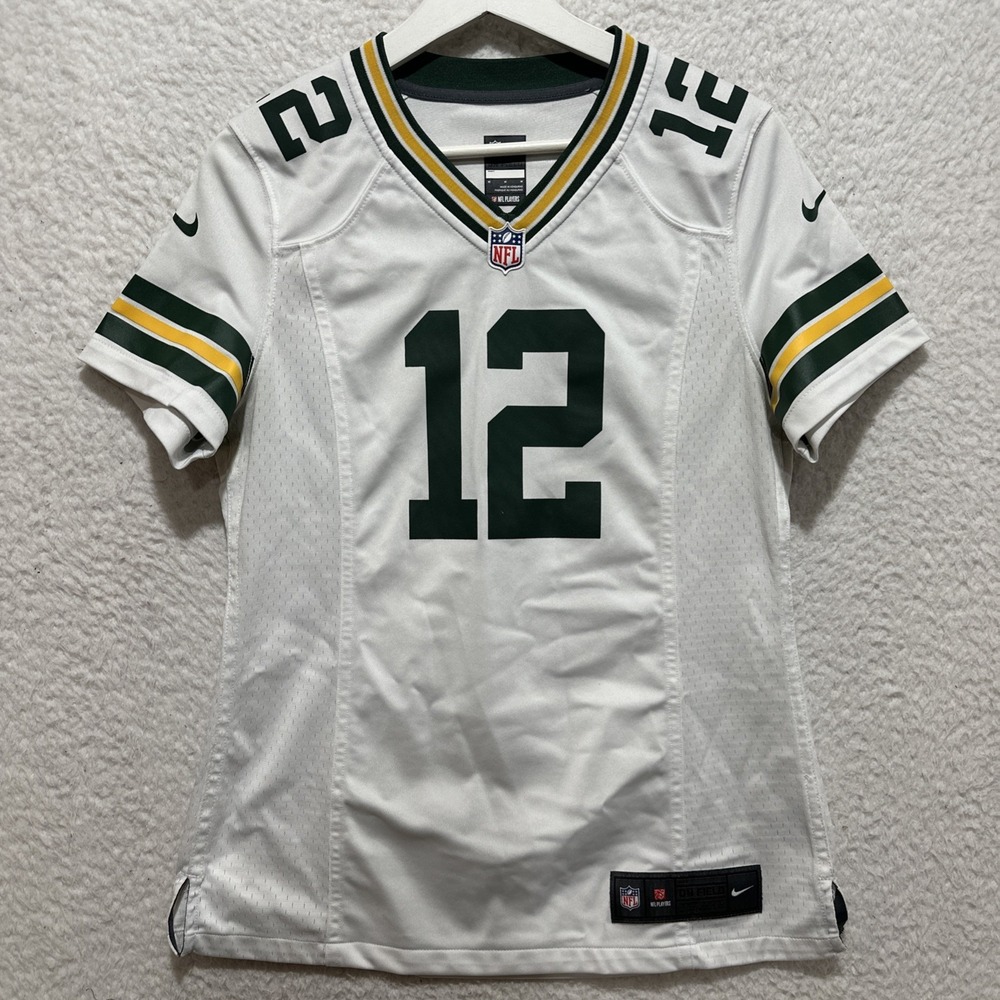 Nike Size M Green Bay Packers #12 Aaron Rodgers On Field Jersey White Logo